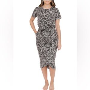 Smash + Tess Canada Sz XS Rebecca Wrap Dress Grey Lola Leopard